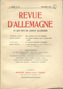 p Revue d Allemagne et des pays de langue allemande n 26 decembre 1929 p p Collectif p