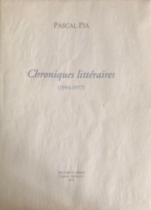  p Chroniques litteraires p p 1954 1977 p p Pia Pascal p 