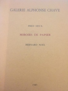  p Fred Deux p p Miroirs de papier p p Noel Bernard p 