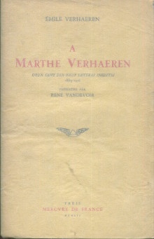  p A Marthe Verhaeren 219 lettres inedites p p Verhaeren Emile p 
