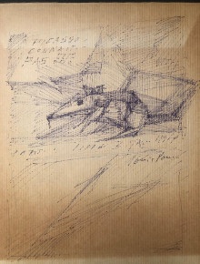  p Louis Pons p p Dessin autographe p p sur une enveloppe p p adressee au p p critique d art p p p p Gilbert Lascault p p et  p 