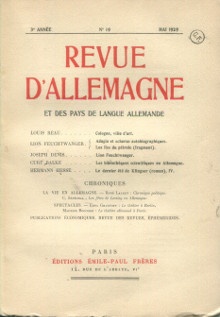 p Revue d Allemagne et des pays de langue allemande n 19 mai 1929 p p Collectif p