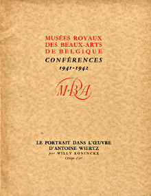 Le Portrait dans l oeuvre d Antoine Wiertz em Conferences 1941 1942 em Musees Royaux des Beaux Arts de Belgique Koninckx Willy