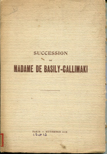 Succession de Mme de Basily Callimaki MM Paulme B Lasquin fils experts