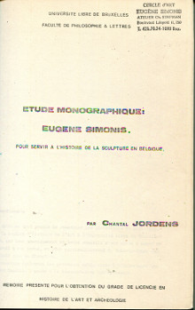 Etude monographique Eugene Simonis 1810 1882 br Pour servir a l histoire de la sculpture en Belgique Jordens Chantal